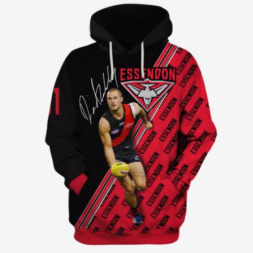 MEW-T16AFLEF007 Essendon Football Club, David Zaharakis #11 Limited Edition 3D All Over Printed Shirts For Men & Women