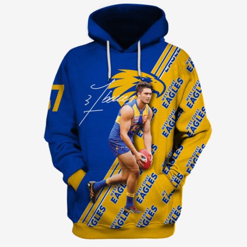 TOM BARRASS #37 West Coast Eagles Limited Edition 3D All Over Printed Hoodies T Shirts