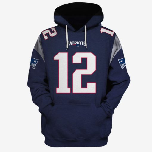 NFL New England Patriots Tom Brady #12 Jersey Hoodie T-Shirts