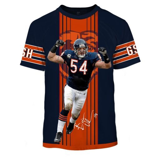 OSC-BEAR007 Chicago Bears Brian Urlacher #54 Limited Edition 3D All Over Printed Shirts For Men & Women