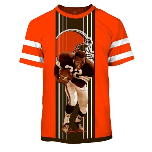 OSC-CB002 Cleveland Browns Jim Brown #32 Limited Edition 3D All Over Printed Shirts For Men & Women