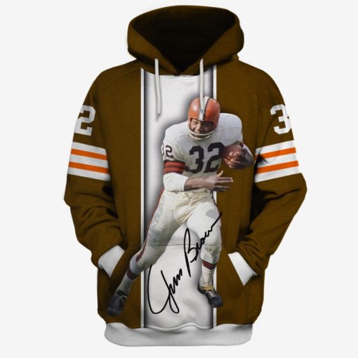 Jim Brown With Signature Cleveland Browns Jersey Limited Edition 3D All Over Printed Shirts For Men & Women