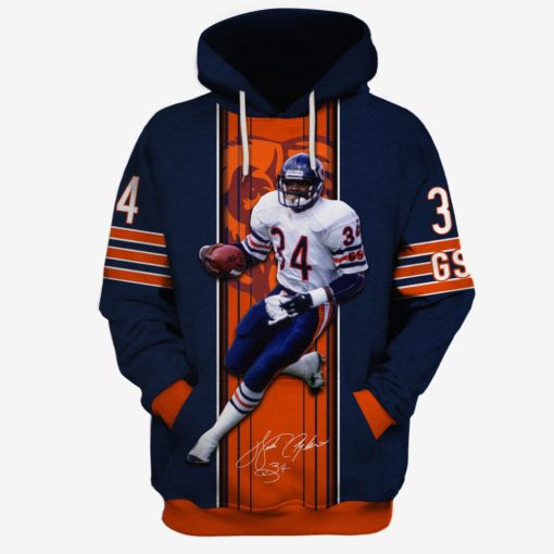 NFL Chicago Bears Walter Payton #34 3D All Over Printed Hoodies Shirts For Men & Women