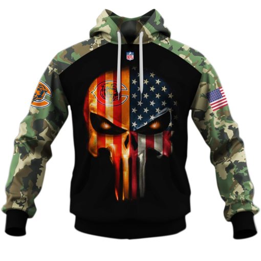 Chicago Bears Army Camouflage American Flag Punisher Skull Limited Edition 3D All Over Printed Shirts For Men & Women