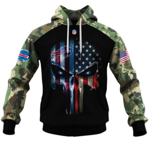 Buffalo Bills Army Camouflage American Flag Punisher Skull Limited Edition 3D All Over Printed Shirts For Men & Women