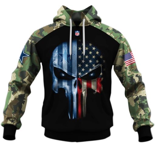 Dallas Cowboys Army Camouflage American Flag Punisher Skull Limited Edition 3D All Over Printed Shirts For Men & Women