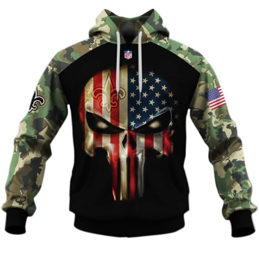 New Orleans Saints Army Camouflage American Flag Punisher Skull Limited Edition 3D All Over Printed Shirts For Men & Women