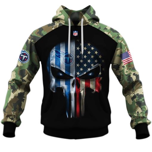 Tennessee Titans Army Camouflage American Flag Punisher Skull Limited Edition 3D All Over Printed Shirts For Men & Women