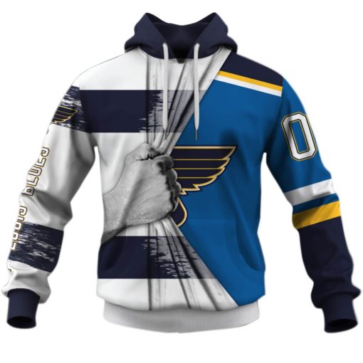 St. Louis Blues Customized Name and Number Hoodie Jersey 2020