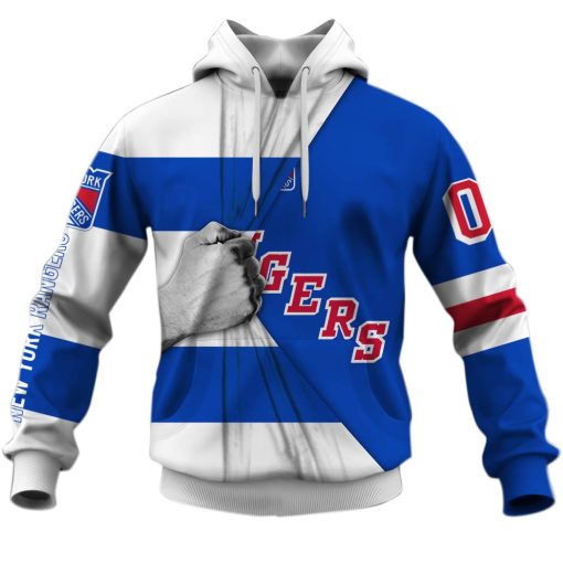 New York Rangers Customized Name and Number Hoodie Jersey 2020