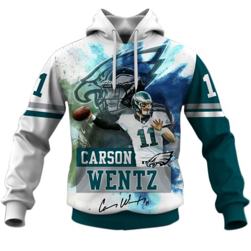 Carson Wentz Philadelphia Eagles NFL 3D Hoodie T shirt Sleeve T52