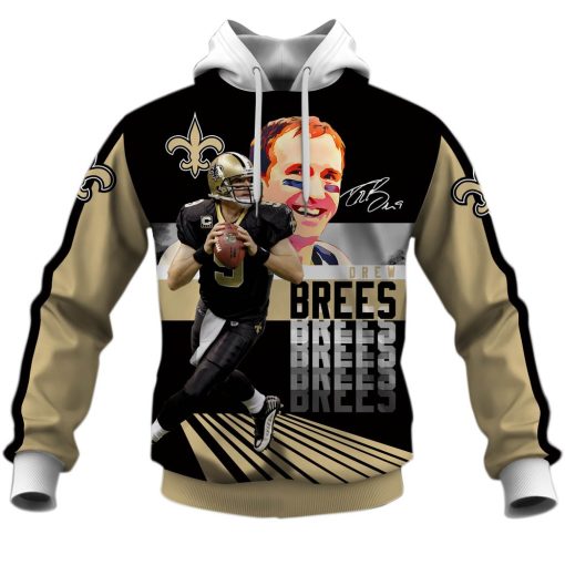 Drew Brees New Orleans Saints NFL 3D Hoodie T shirt Sleeve T54