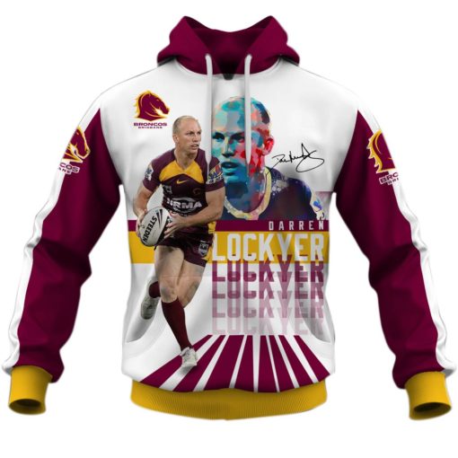 Darren Lockyer Brisbane Broncos NRL 3D Hoodie T shirt Sleeve T54