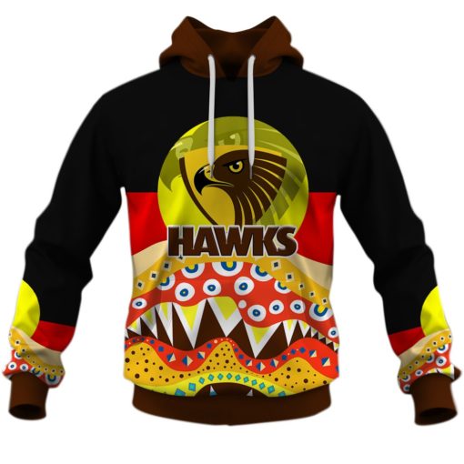 AFL Dinky Di Hawthorn Hawks Lover Aboriginal Flag x Indigenous Hoodie
