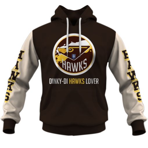 Personalise AFL Hawthorn Hawks Vintage Retro Style Hoodie Shirt Sleeve