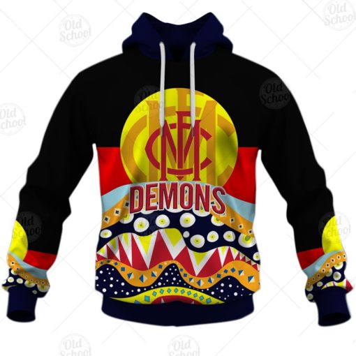 AFL Dinky Di Melbourne Demons Lover Aboriginal Flag x Indigenous Hoodie