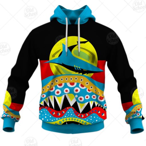 NRL Dinky Di Cronulla-Sutherland Sharks Lover Aboriginal Flag x Indigenous Hoodie