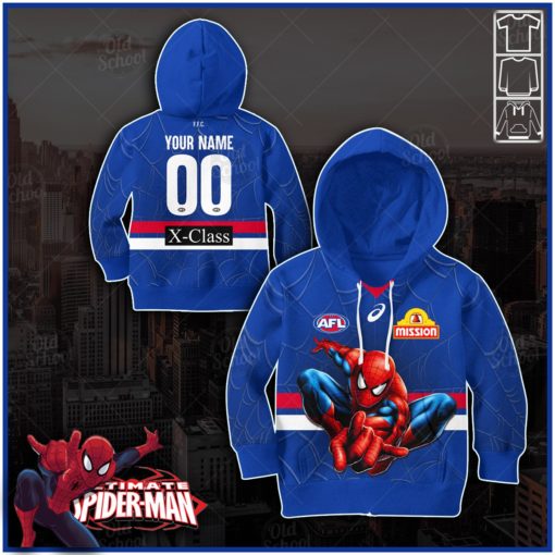 Personalise AFL Western Bulldogs x Spiderman 2020 Jersey for Kids