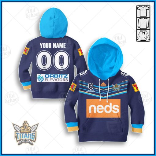 Personalize Gold Coast Titans NRL 2020 Home Jersey for Kids