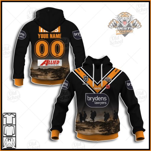 Personalise NRL Wests Tigers ANZAC 2020 Jersey