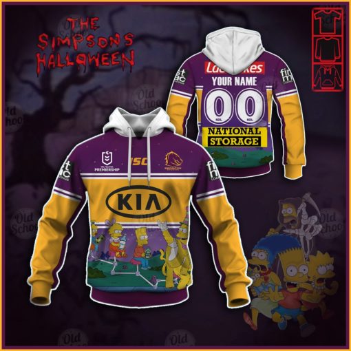 Personalise NRL Brisbane Broncos x The Simpsons 2020 Halloween Jersey