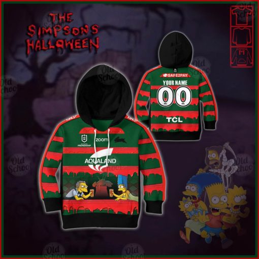 Personalise NRL South Sydney Rabbitohs x The Simpsons 2020 Halloween Jersey for KID