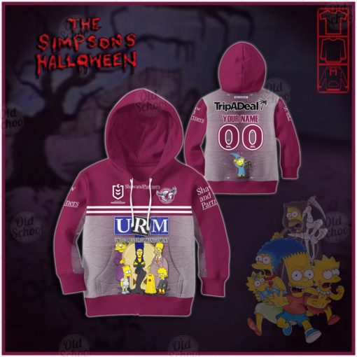 Personalise NRL Manly Warringah Sea Eagles x The Simpsons 2020 Halloween Jersey for KID