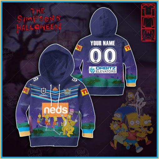 Personalise NRL Gold Coast Titans x The Simpsons 2020 Halloween Jersey for KID