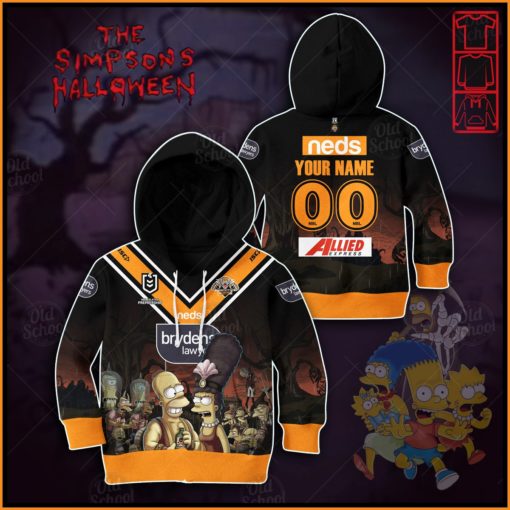 Personalise NRL Wests Tigers x The Simpsons 2020 Halloween Jersey for KID