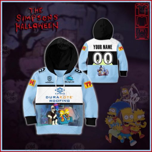 Personalise NRL Cronulla-Sutherland Sharks x The Simpsons 2020 Halloween Jersey for KID