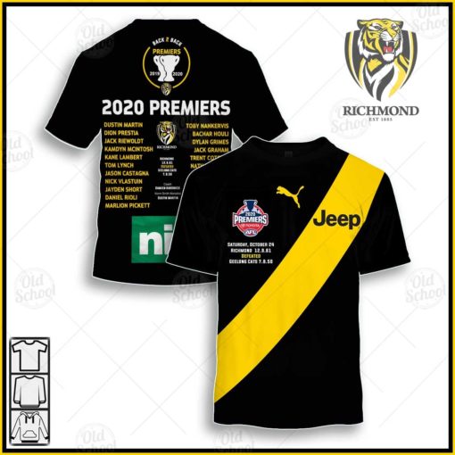 AFL Richmond Tigers Back to Back Premiers 2020 Winner Jersey