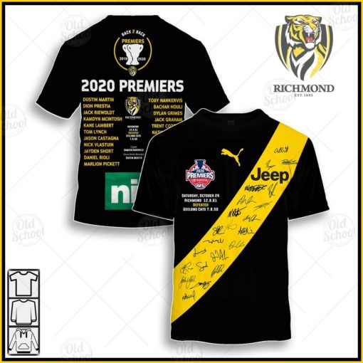 AFL Richmond Tigers Back to Back Premiers 2020 Winner Jersey