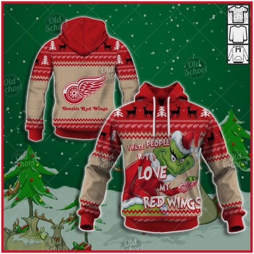 NHL Detroit Red Wings x Grinch Christmas Ugly Sweater Style