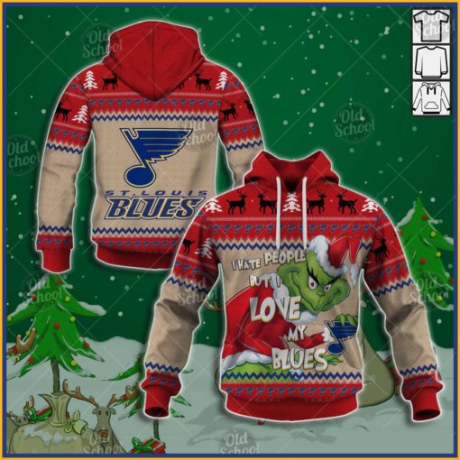 NHL St. Louis Blues x Grinch Christmas Ugly Sweater Style