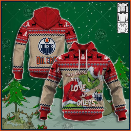 NHL Edmonton Oilers x Grinch Christmas Ugly Sweater Style