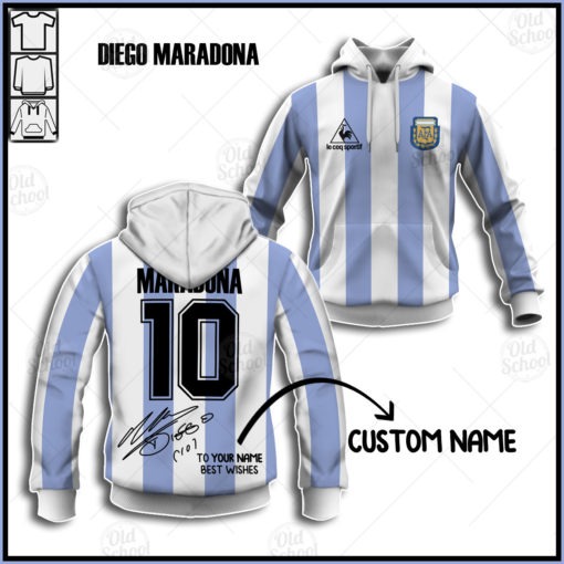 Personalise Argentina 1986 World Cup Diego Maradona With Signarture Jersey