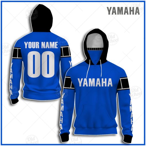 Personalized Vintage Style Blue Yamaha Motocross Jersey MX Enduro AHRMA motorcycle dirt bike Bob Hannah Mask Hoodie