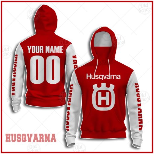 Personalized Vintage Style Red Husqvarna Motocross Jersey MX Enduro AHRMA motorcycle mask hoodie