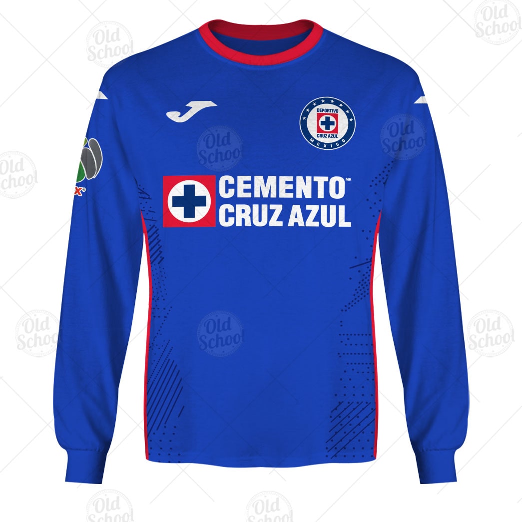 Personalise Liga MX Cruz Azul 2020 21 Home Kit OldSchoolThings Personalize Your Own New Retro Sports Jerseys Hoodies T Shirts