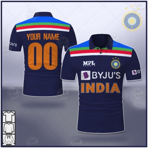 Personalise Indian Cricket Team 2021 Retro Jersey ODI T20 POLO