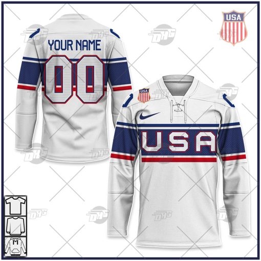 USA Hockey Home 2022 Olympic Personalized Hockey Jersey