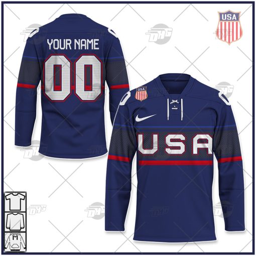USA Hockey Away 2022 Olympic Personalized Hockey Jersey