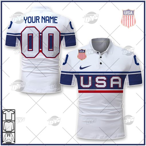 USA Hockey Home 2022 Olympic Personalized POLO Jersey