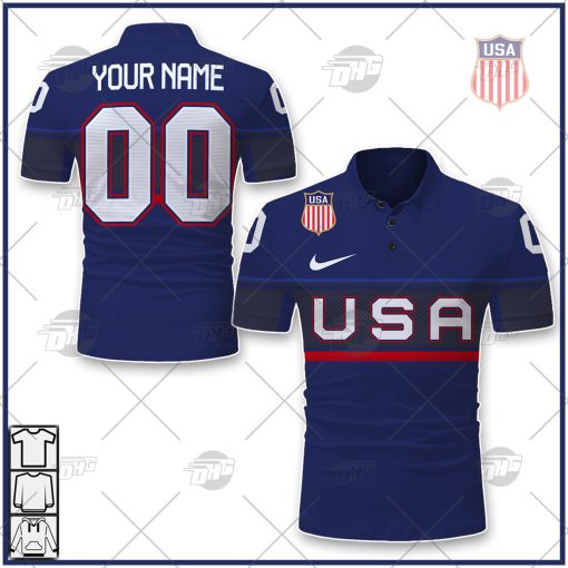 USA Hockey Away 2022 Olympic Personalized POLO Jersey