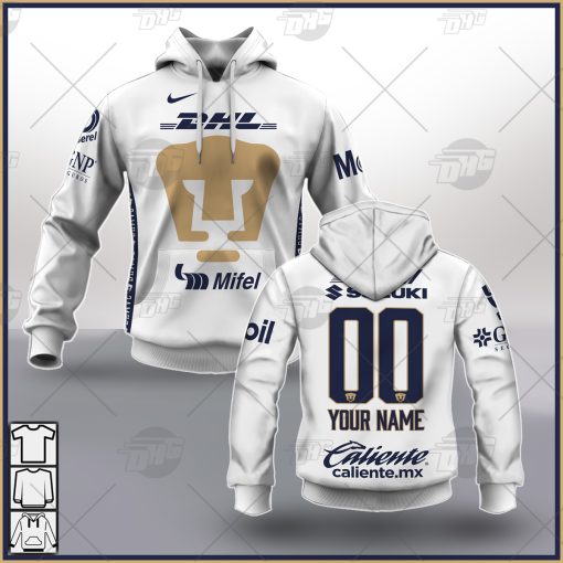 Personalize Liga MX Pumas UNAM 2021/22 Home Jersey White