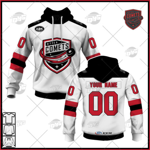 Personalise AHL CCM Quicklite Utica Comets Premier White Jersey