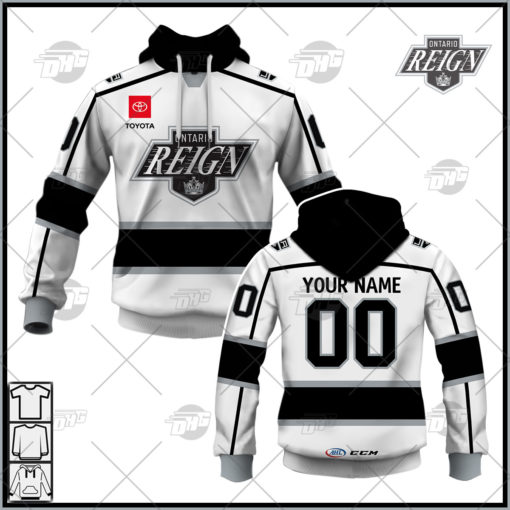 Personalized AHL CCM Quicklite Ontario Reign Premier White Home Jersey