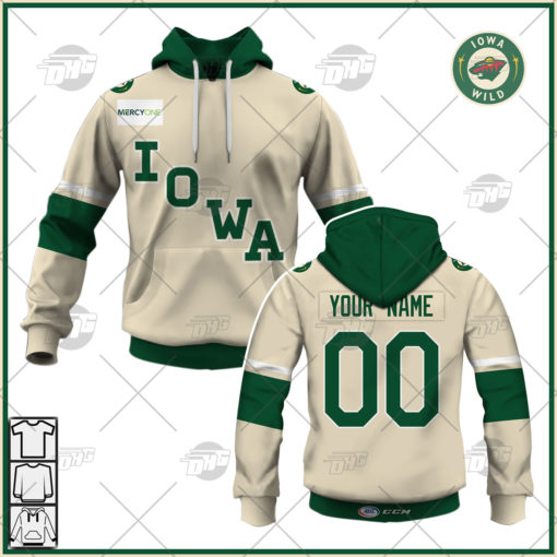 Personalise AHL CCM Quicklite Iowa Wild Wheat Jersey