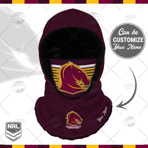 Personalized NRL Brisbane Broncos Hooded Gaiter Scarf Hooded Gaiter NRL