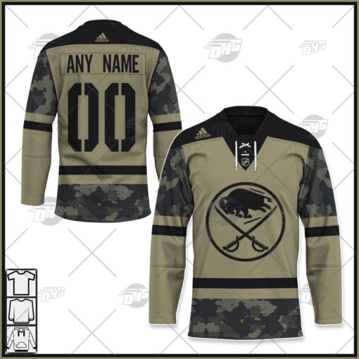 Personalized NHL Buffalo Sabres Camo Military Appreciation Team Authentic Custom Practice Jersey